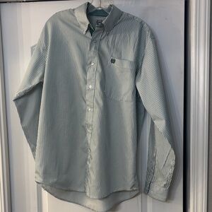 Cinch Green Striped Button Down Shirt